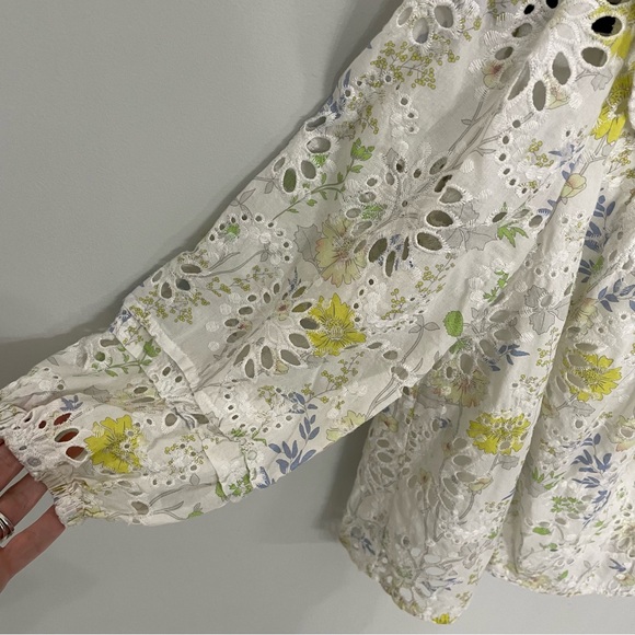 Anthropologie Greylin Piper Eyelet Lace Blouse Size XS Cottagecore Ruffled.   2 - Picture 6 of 9